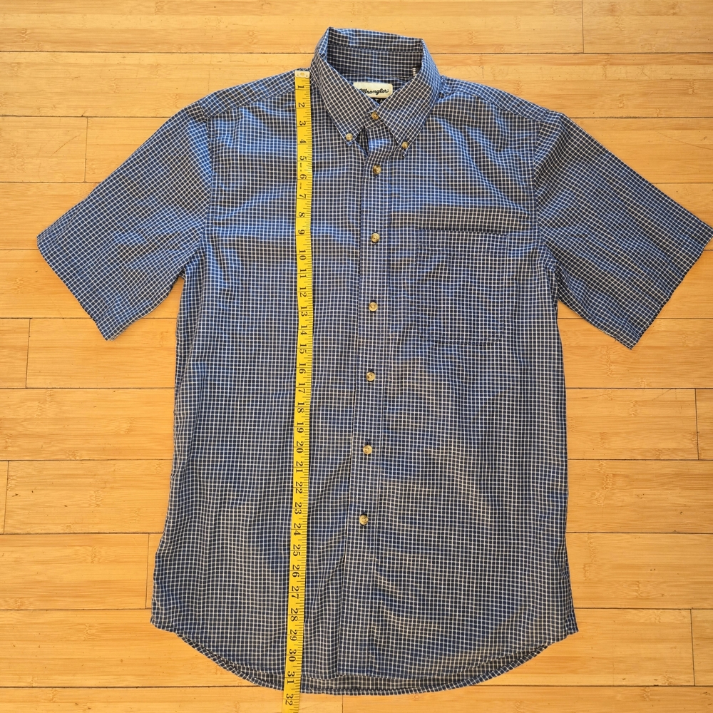 Wrangler Men's Navy Checkered Button Down Shirt